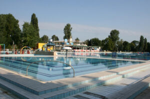 Outdoor swimming pools at Palatinus Bath on Margaret Island in Budapest